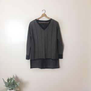 [Quinn] Dark Gray Wool High-Low Knit Sweater